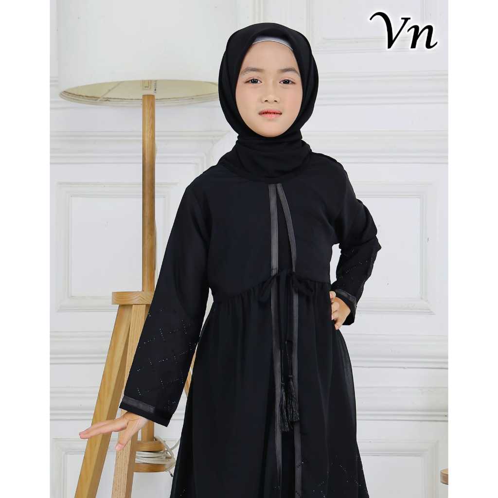 Abaya Hana -P18A- Anak Gamis Hitam Dress Anak Perempuan By Vania Collection & Kids