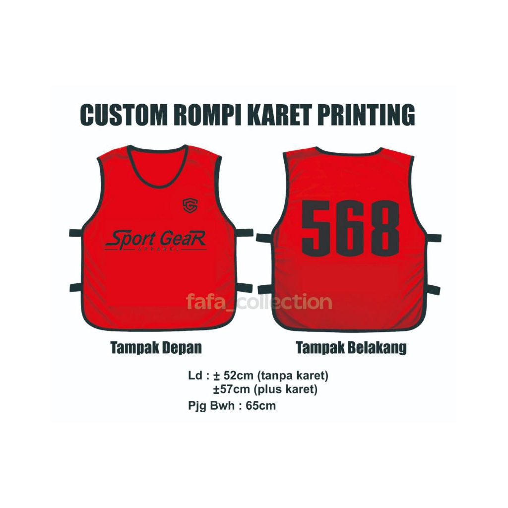 Rompi Bola Karet Custom Sablon Printing