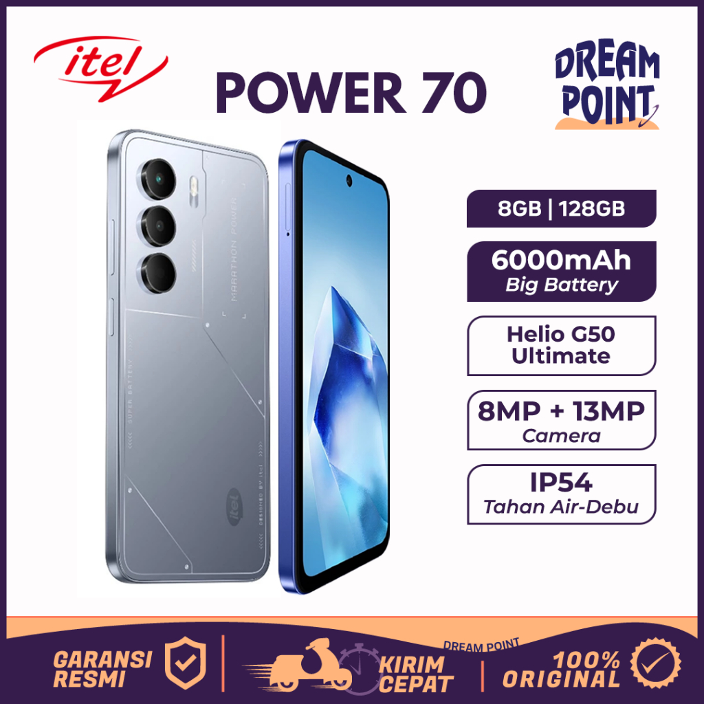 ITEL Power 70 8/128GB P70 Helio G50 Ultimate 6000mAh HP Android Murah 1 Jutaan Terbaik 2025 Original