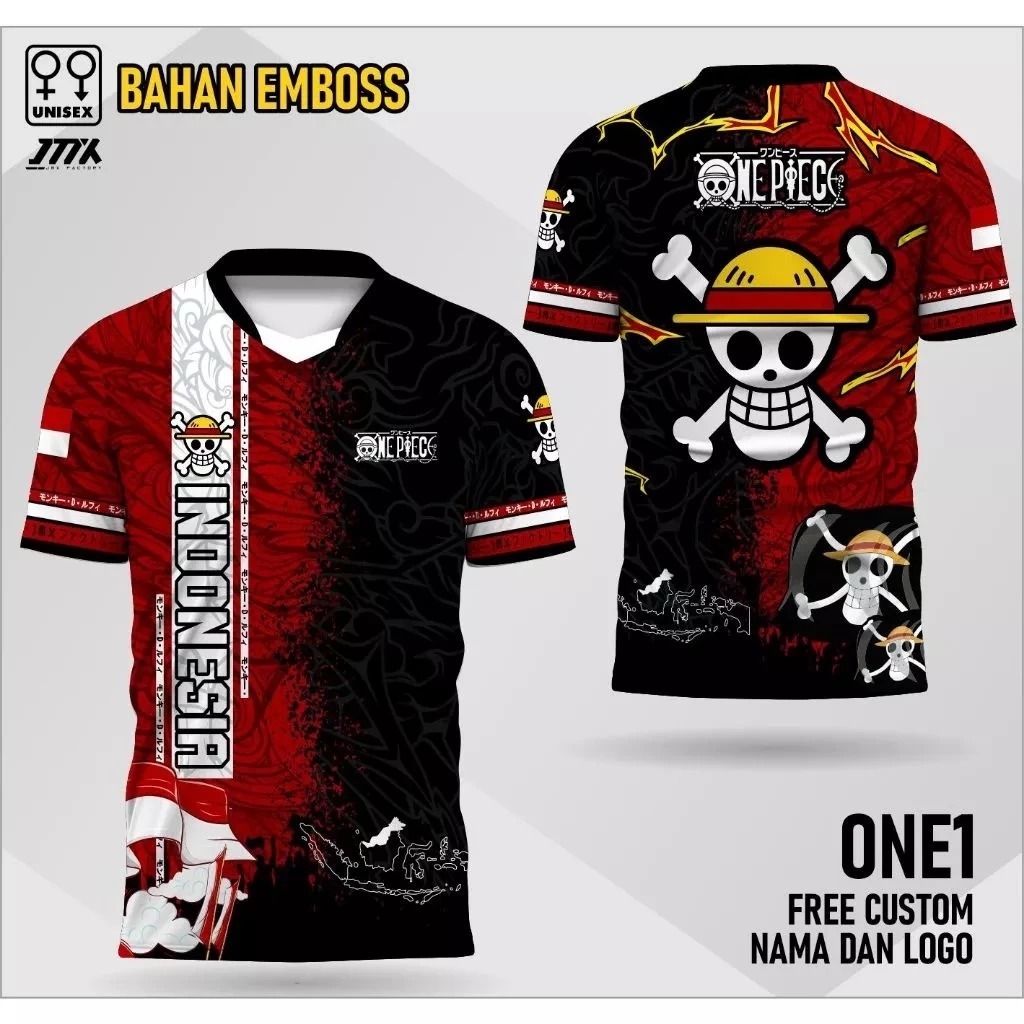 Jersey merah putih one piece jersey kemerdekaan indonesia one piece 80-one2 bahan emboss
