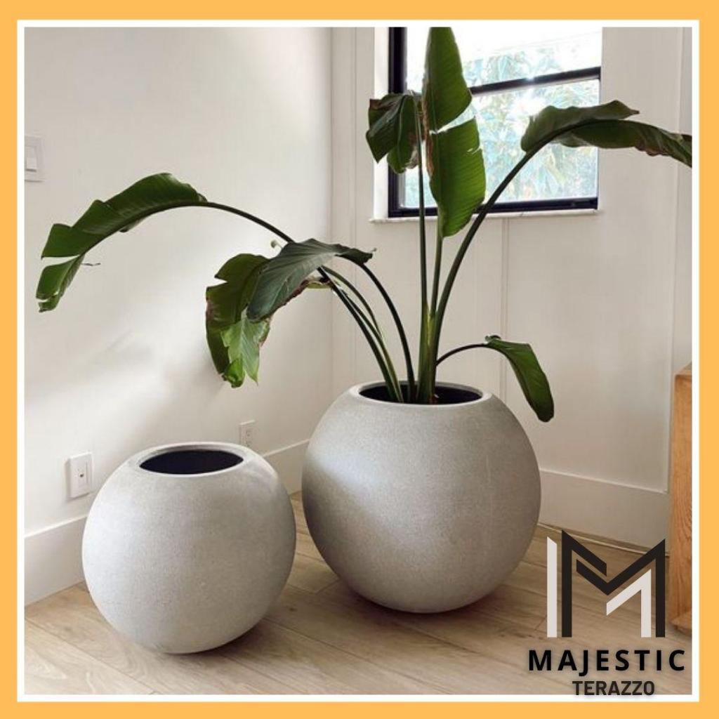 Pot Teraso Bola| Pot Portable Bulat| Pot Tanaman Hias by Majestic Terazzo