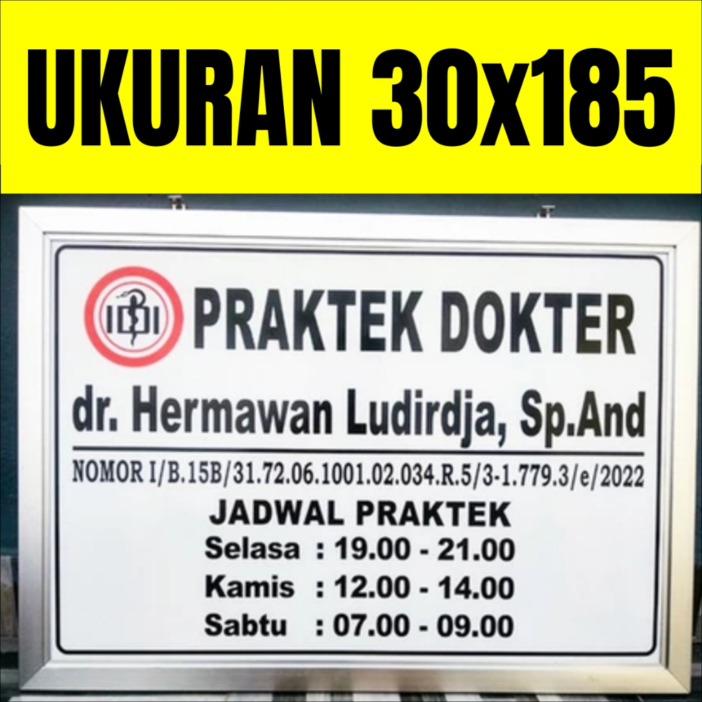 Papan Nama Acrylic 30x185 Papan Nama Dokter Plang Bidan Praktek Sekolah Sign Label 30*185 Akrilik