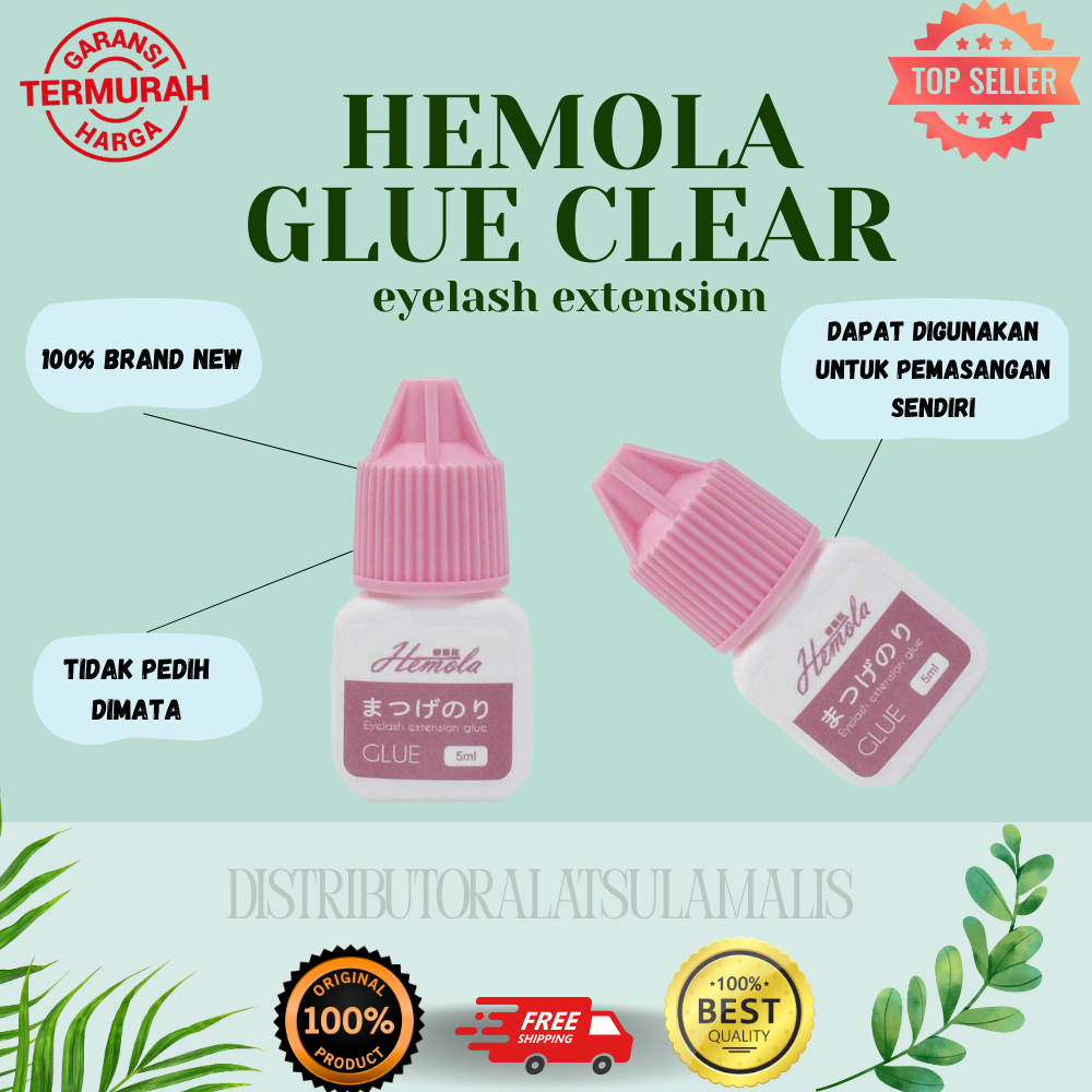 GLUE HEMOLA/ LEM EYELASH EXTENSION HEMOLA CLEAR GLUE LEM BULUMATA SAMBUNG BENING