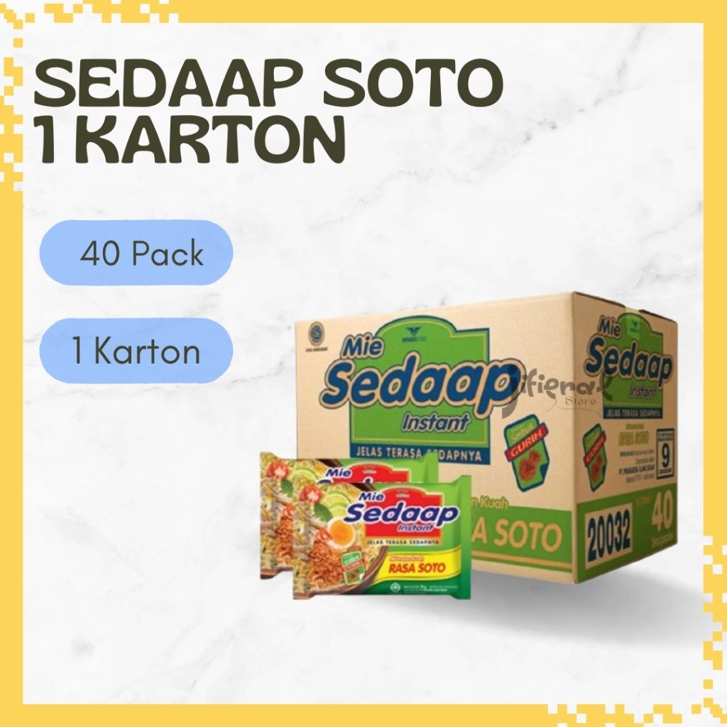 

Sedaap Soto mie kuah isntant 1 dus isi 40pcs