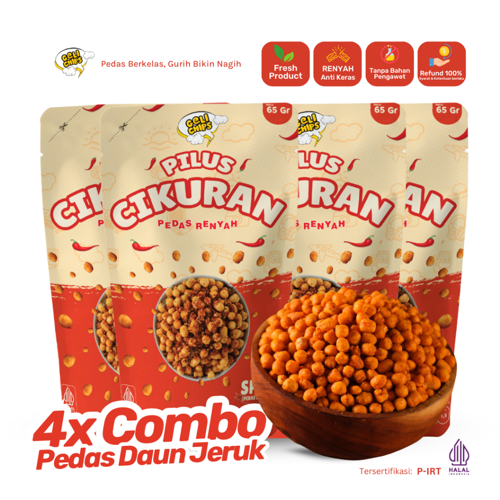 

GELICHIPS - Paket Combo 4pcs Pilus Cikuran Pedas Gurih 65gr