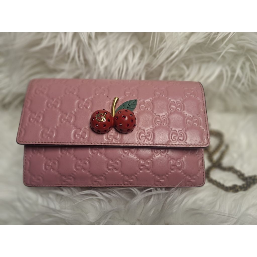 WOC Cherry Genuine Leather Soft Pink PRELOVED