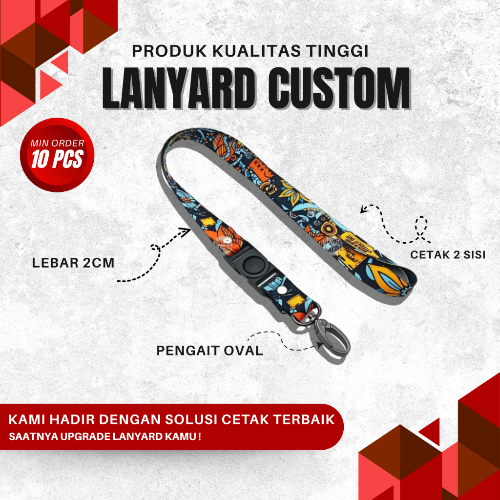 

Tali ID Card Custom Design Kait Oval Ukuran 2cm 2 sisi Kreasikan Gayamu