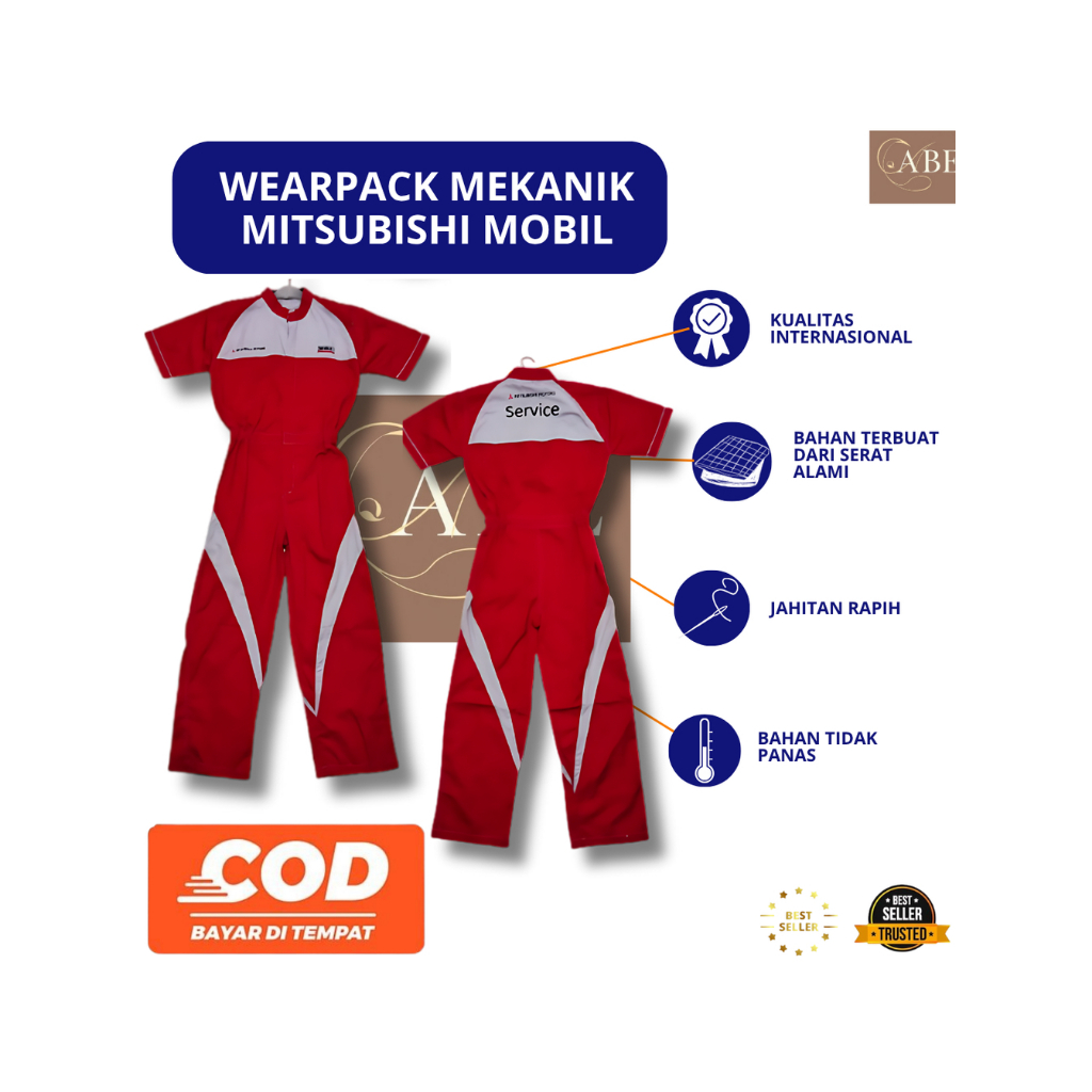Wearpack Mitsubishi | Seragam Mitsubishi Ori | Seragam Bengkel| Seragam Kerja Pria | Seragam Mekanik