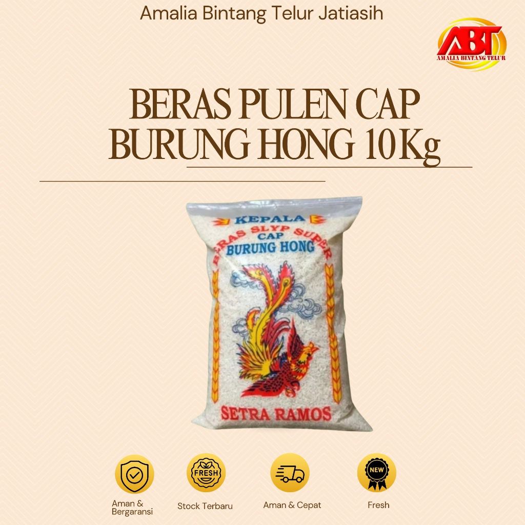 

ABT JATIASIH - Beras Pulen Cap Burung Hong 10kg Lezat, Enak,Bersih dan Putih (FRESH-CEPAT-BERKUALITAS)