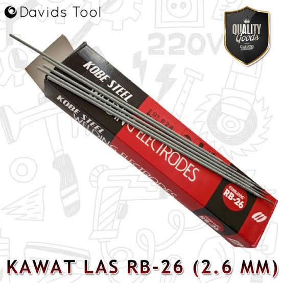 KOBE STEEL Kawat Las RB 26 2.0 mm 1kg Isi 20pcs Kualitas 2.6 mm & 3.2 mm untuk Pekerjaan Las Anda Ha