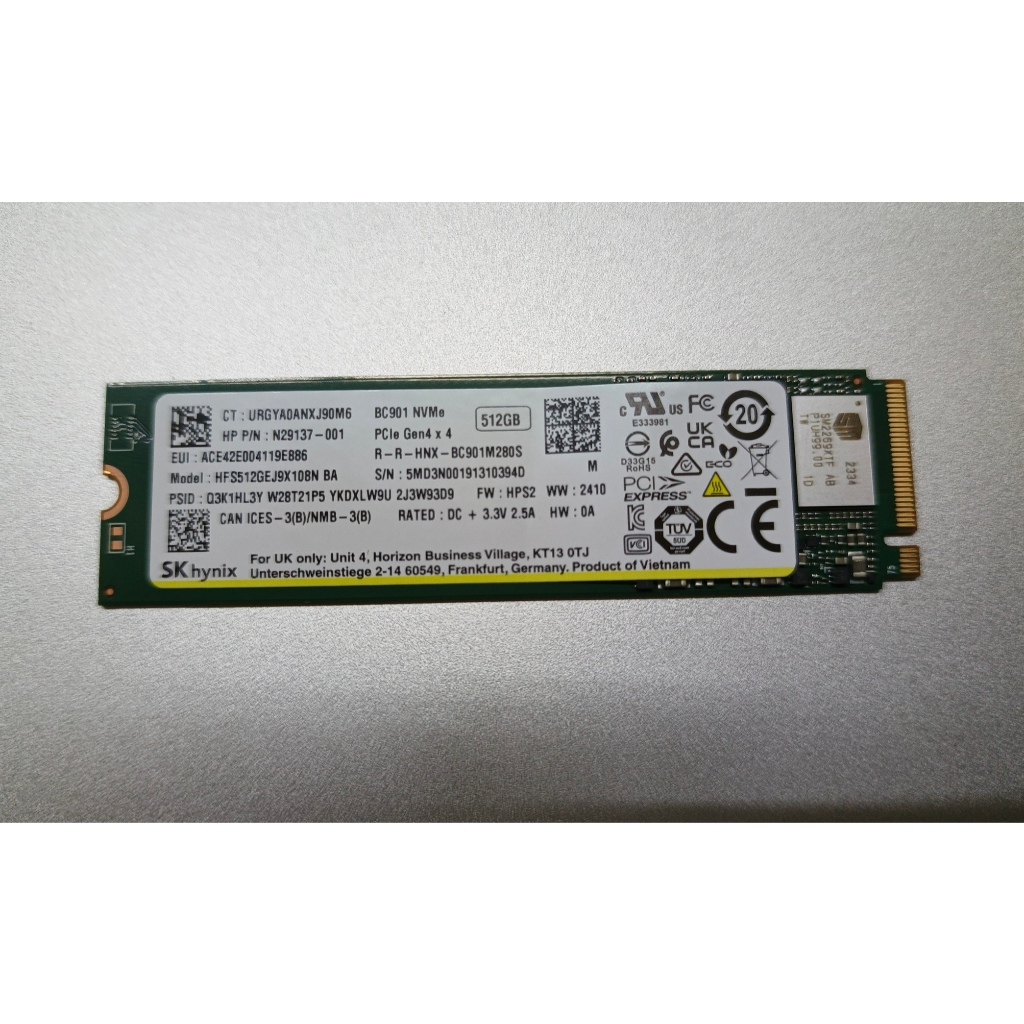 SSD Nvme M2 2280 - SKHynix PCI Ex Gen 4 512GB - Ex Upgrade Sentinel 100%