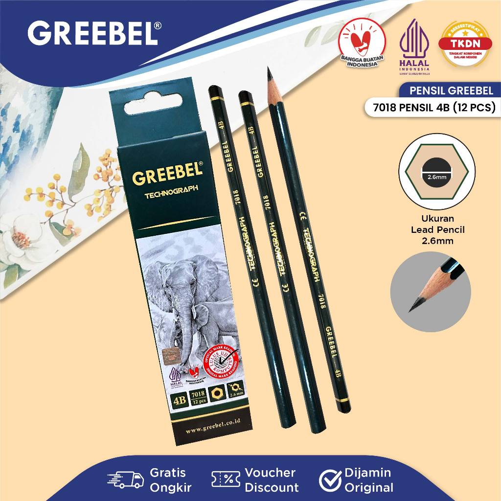 

GREEBEL Pensil kayu 4B 7018 (12PCS/SET) / / Pensil Tulis Ujian Sekolah Pensil Gambar