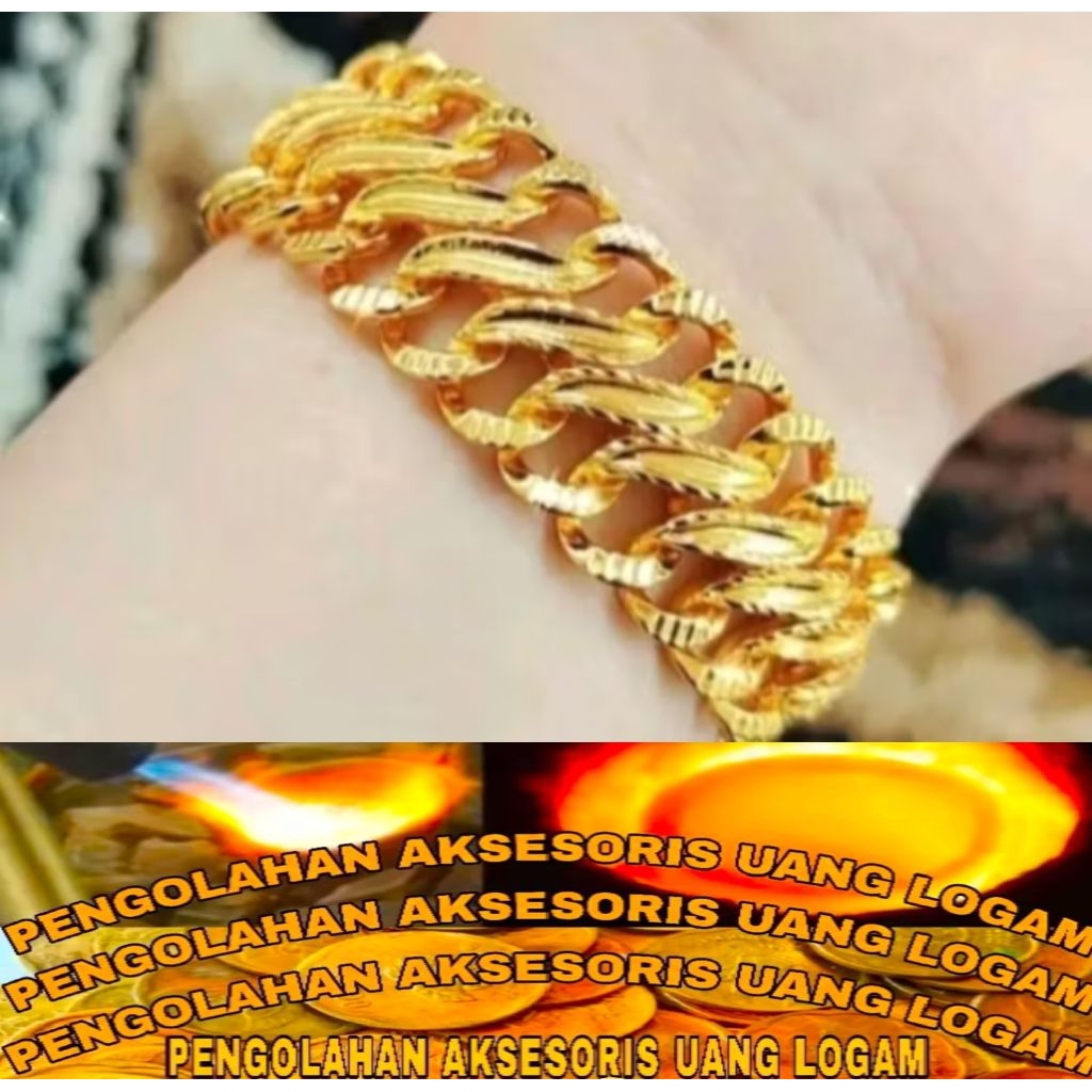gelang Dubai Kendari perhiasan titanium asli ori wanita dewasa lapis emas 24k anti karat dan anti lu