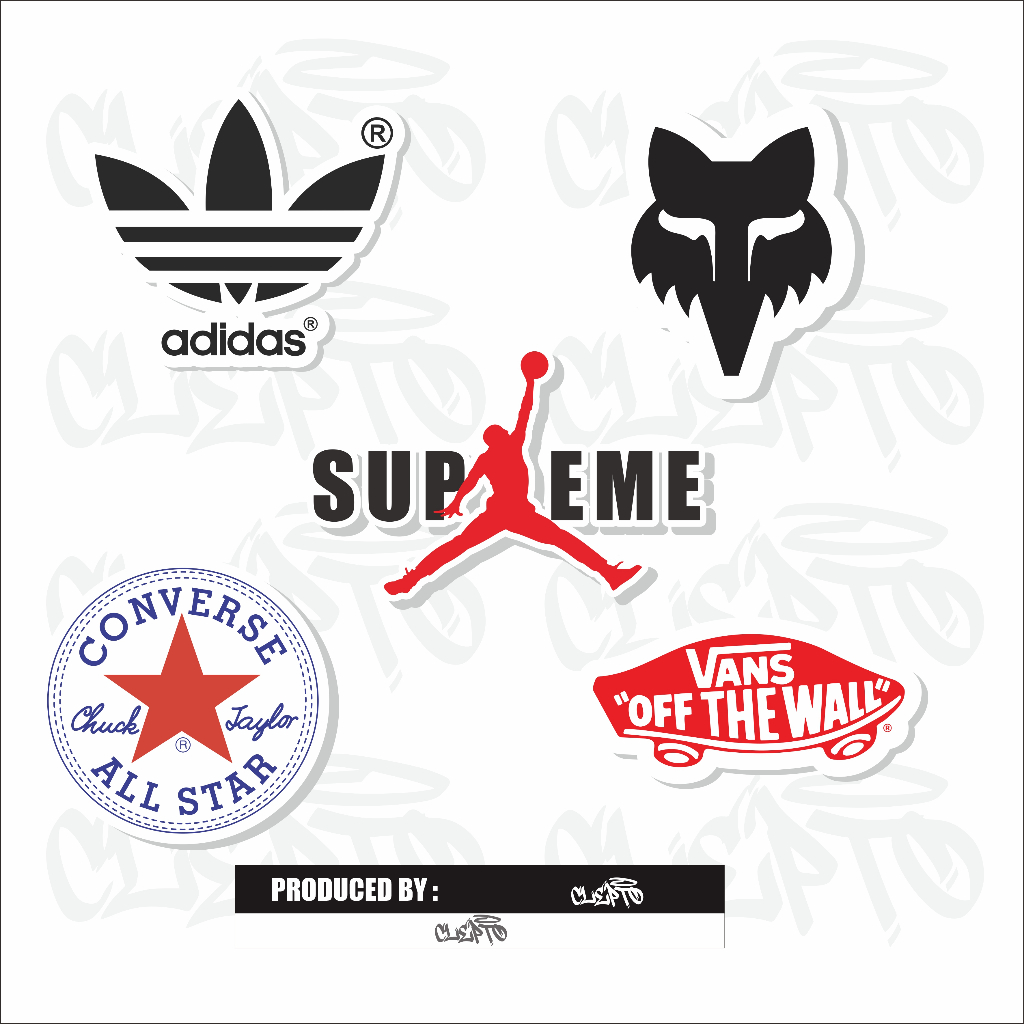 

STIKER BRAND - BUNDLING 5 SUPREME, VANS, CONVERSE, ADIDAS ETC