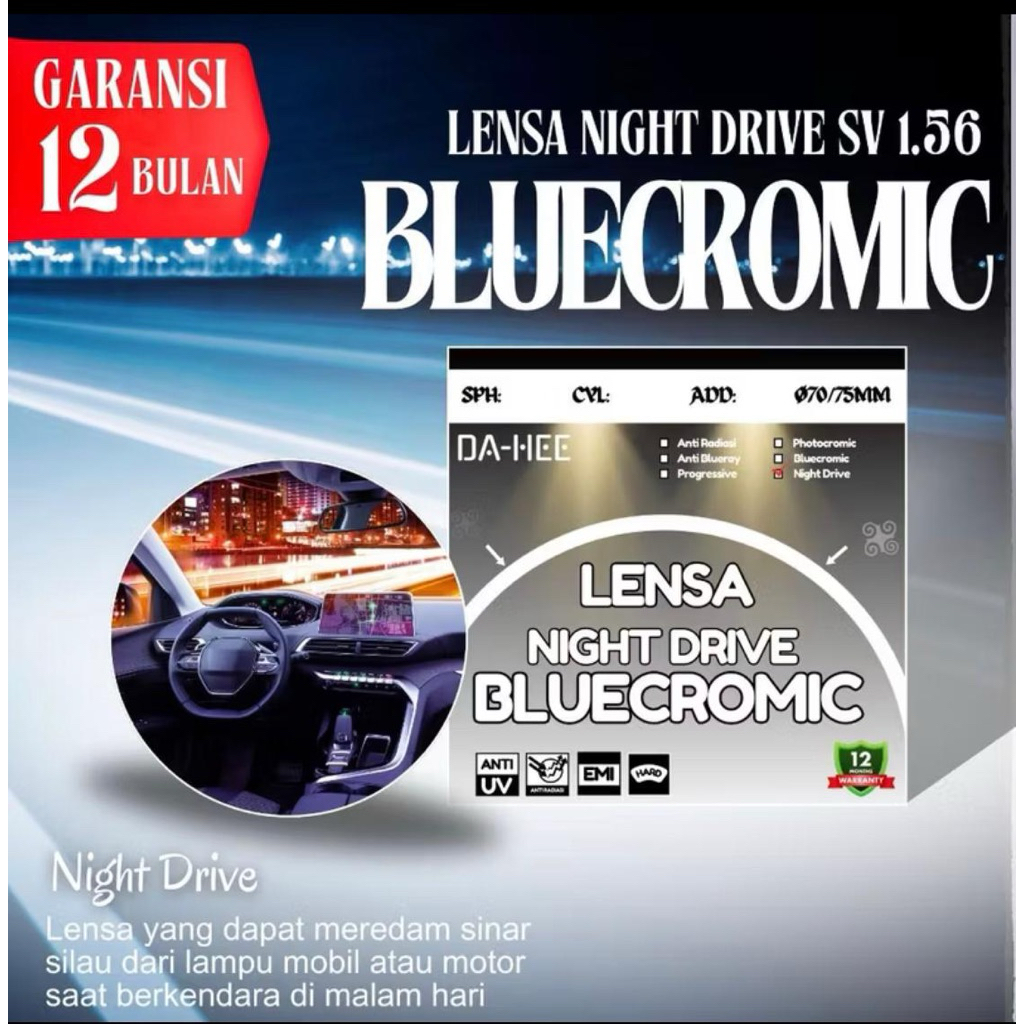 DAHEE - LENSA BACA PLUS BLUECROMIC NIGHT DRIVE HARGA SEPASANG