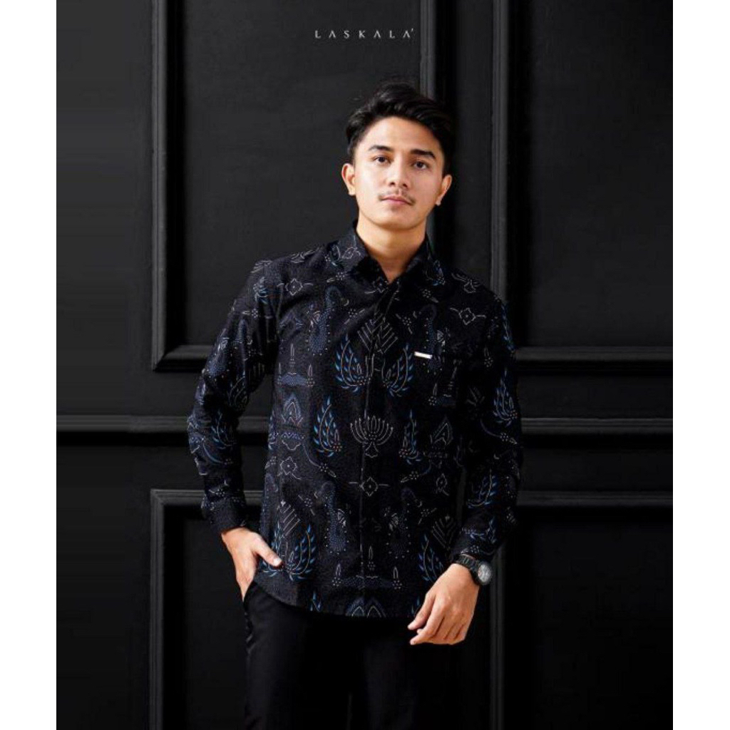 kemja pria lengan panjang batik seno parang jokowi