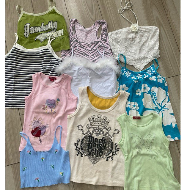 Clothes Y2K Fashion Vintage Guess Vest Outer Preloved Good Condition Crop top Sweater Overalls Baju 