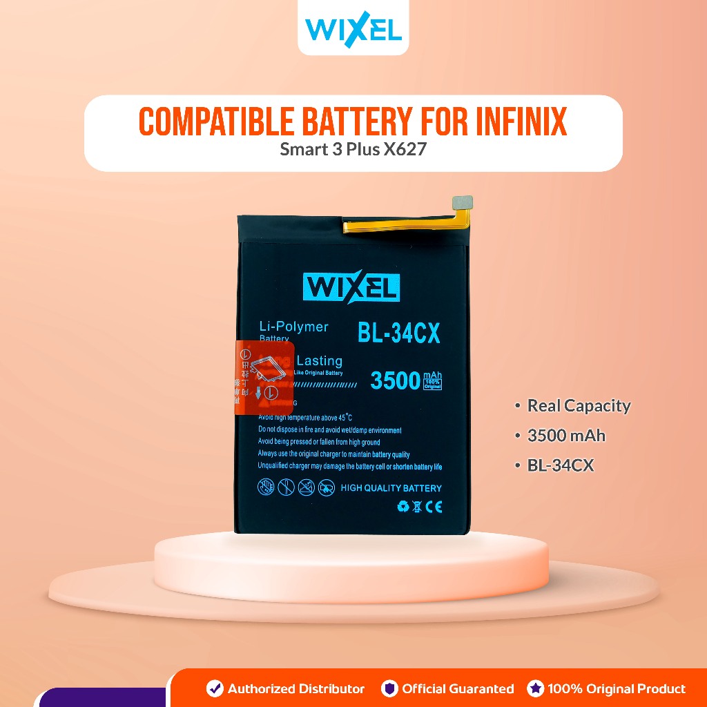 WIXEL Baterai Infinix Smart 3 Plus 3+ X627 BL-34CX Double Power Real Capacity Batre Batrai Battery O