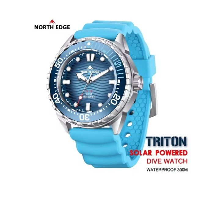 North Edge Triton Solar Powered Dive Watch Waterproof 300M - JAM TANGAN DIVING