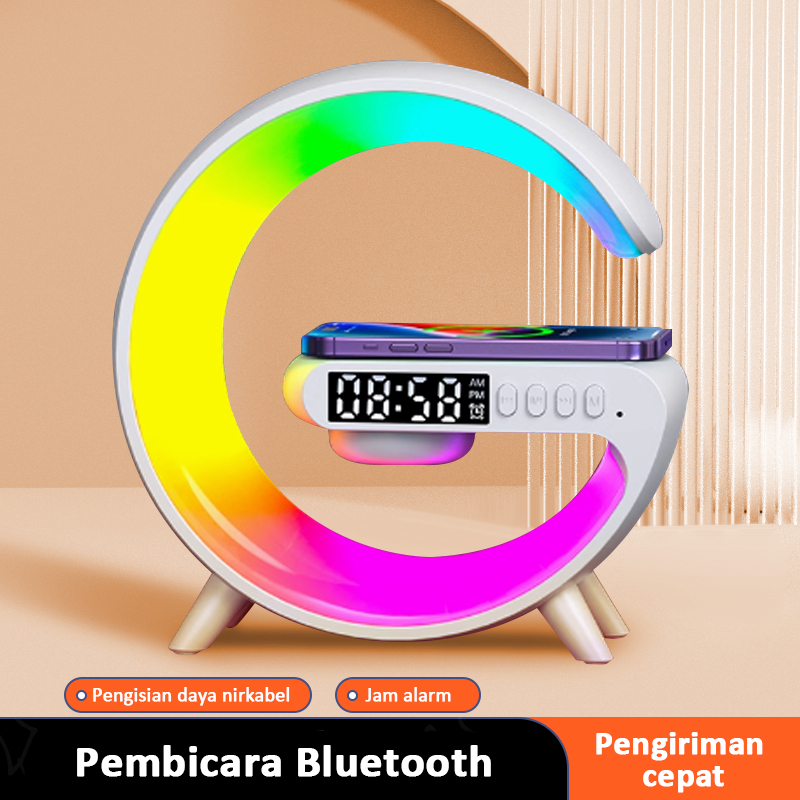 CODMulti-fungsi Speaker Bluetooth G63 LED Light Wireless Speaker Bluetooth Tampilan Jam