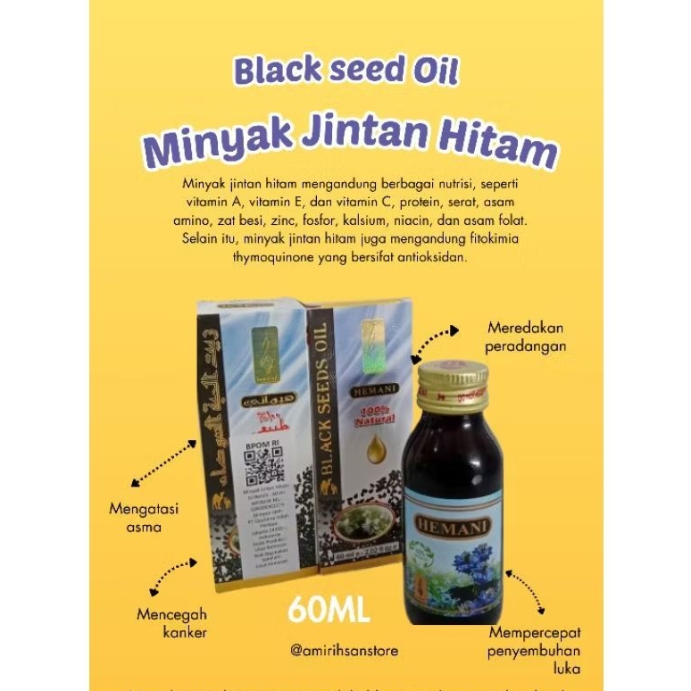 

BLACK SEED OIL/Minyak jintan hitam/Habbatussauda oil 60ml