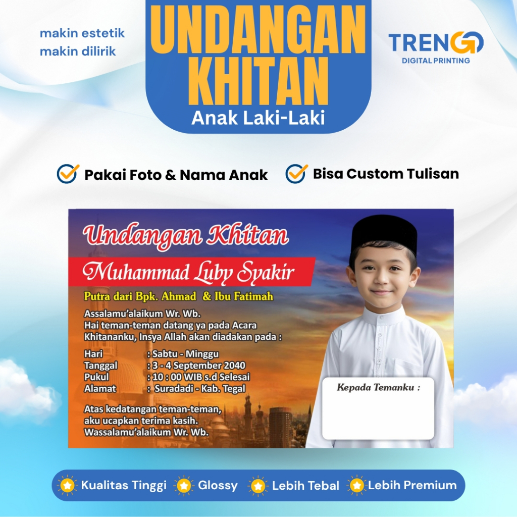 Undangan Khitanan Anak | Undangan Khitan | Undangan Sunat | Undangan Anak Sunatan