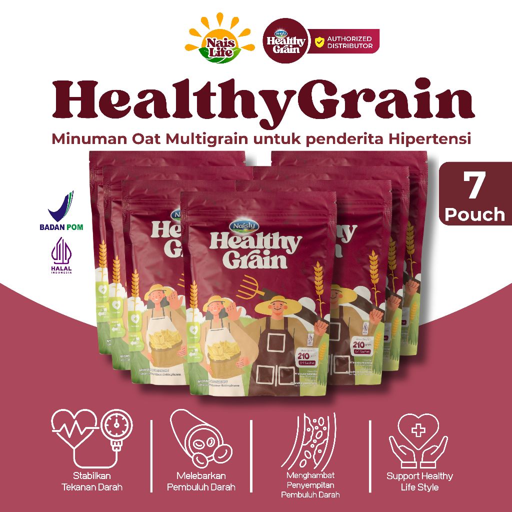 

HealthyGrain 7 Pouch Oat Multigrain Menurunkan Tekanan Darah Hipertensi Sertifikat BPOM & Halal MUI