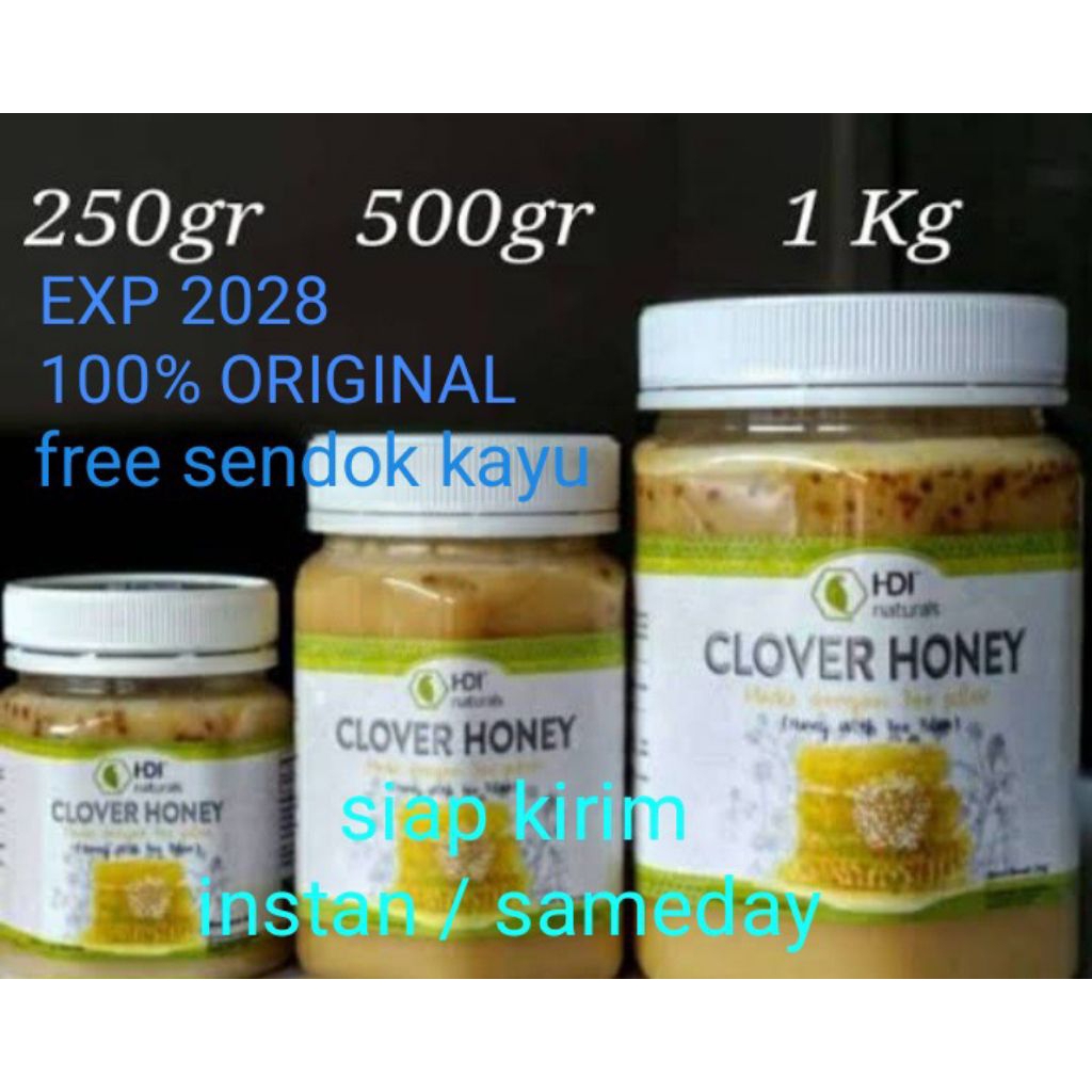 

clover honey 1kg,500gr,250gr ori exp 2028 free sendok kayu