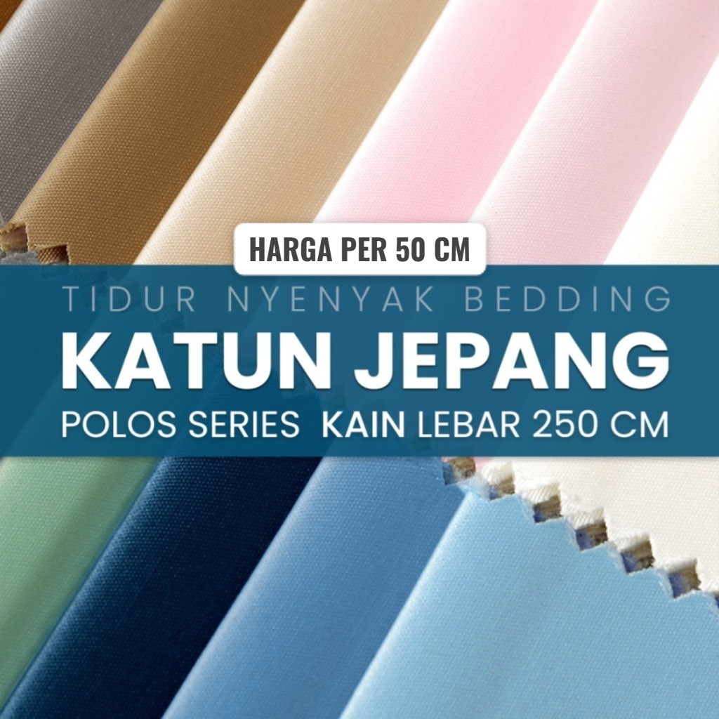 KAIN KATUN JEPANG POLOS SEMI PREMIUM PER 50 CM PUTIH MAROON NAVY BACKGROUND SPEREI KOLASE 250 CM