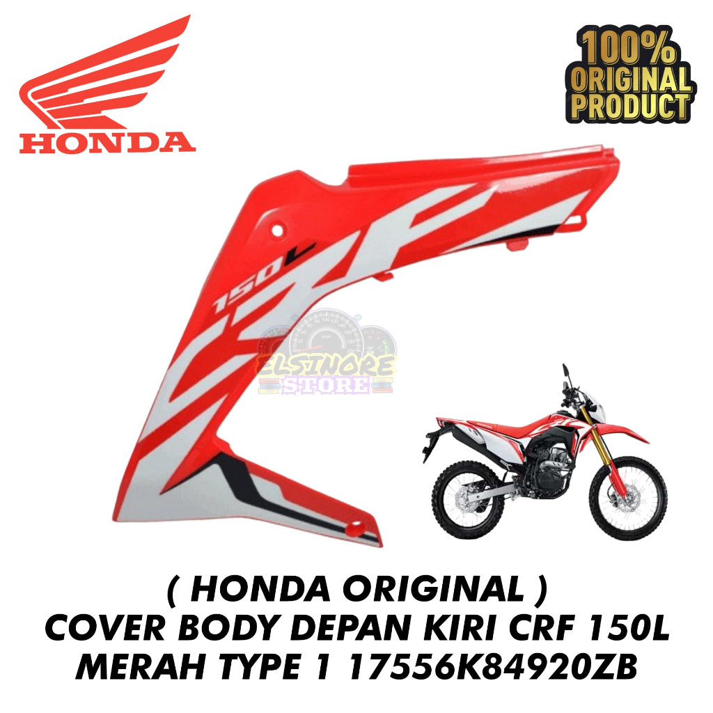 COVER BODY DEPAN KIRI CRF 150L RED ORIGINAL 17556K84920ZB SET ILLUST L SHROUD TYPE 1 HONDA AHM