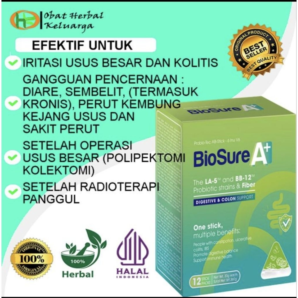 

produk ready dan langsung kirim BioSure A+Susu probiotik untuk penderita usus besar BioSure