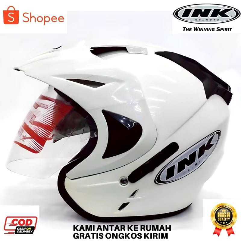 [TERLARIS] Helm Ink Double Visor Half Face Original nya FNK - Helem Pria Wanita SNI