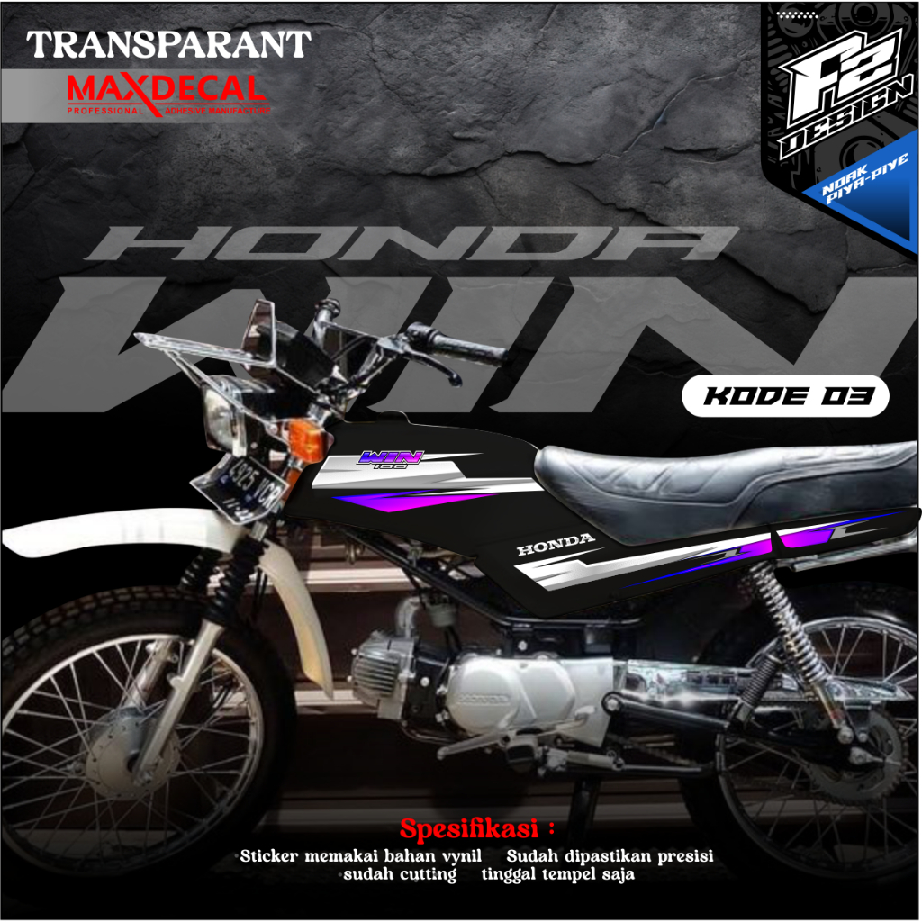 STIKER HONDA WIN 100 STRIPING HONDA WIN 100 / STIKER WIN 100 / STRIPING WIN 100 TRANSPARAN KODE 03