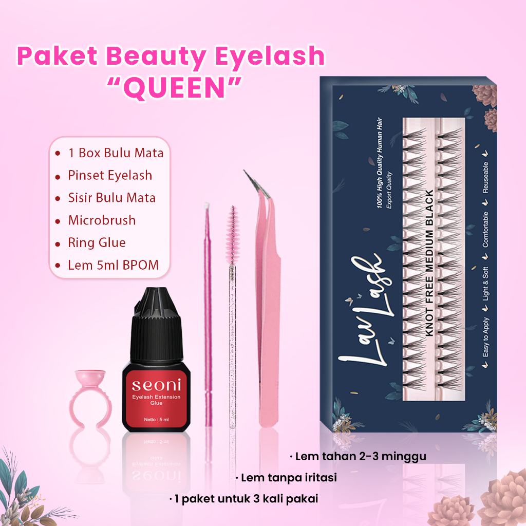 Bulu Mata 1 Box + Lem Eyelash Extension Tidak Perih Pasang Sendiri Bulumata Palsu