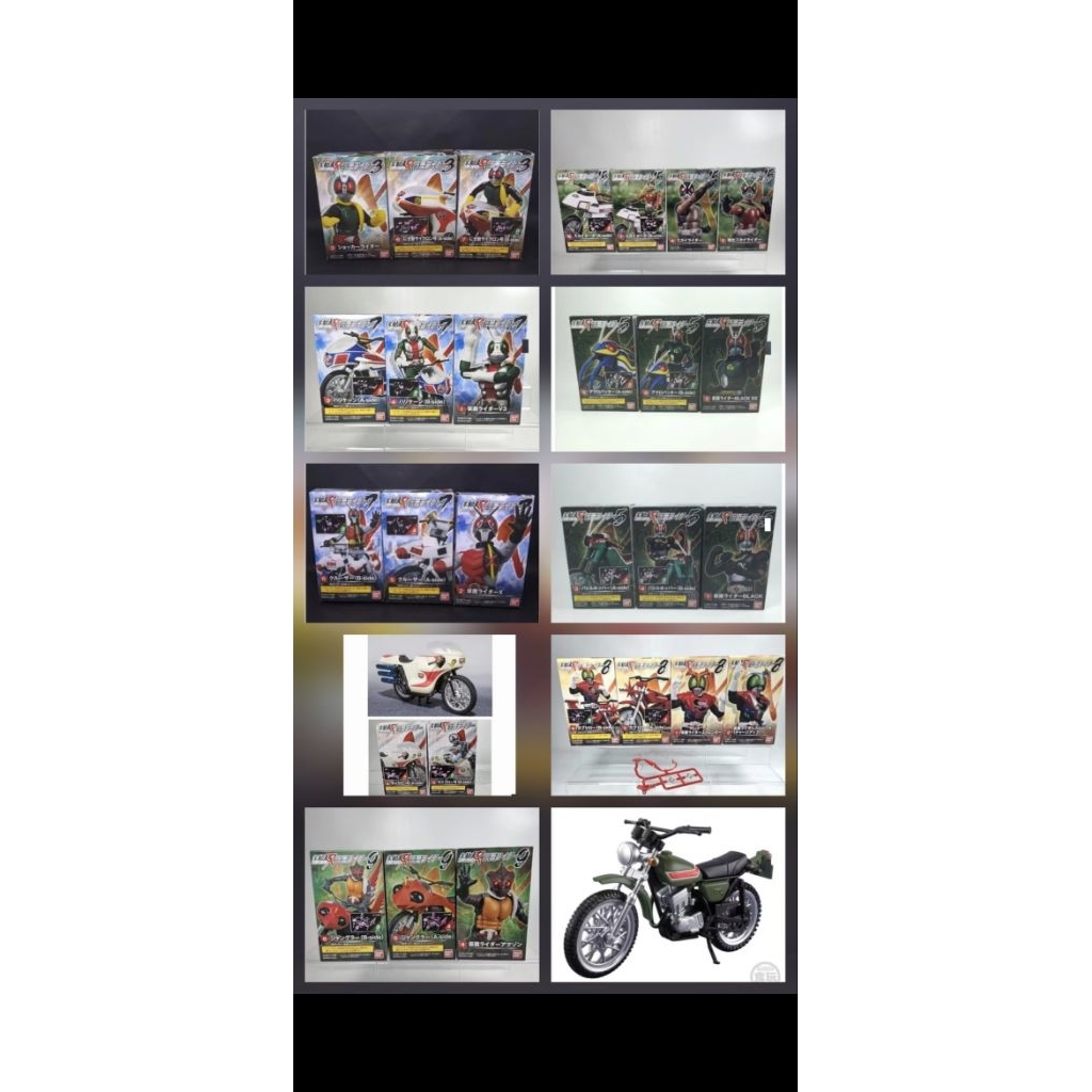 Shodo x showa kamen rider black ichigo x v3 + bike battle hopper acrobatter cruiser bike jungler cyc