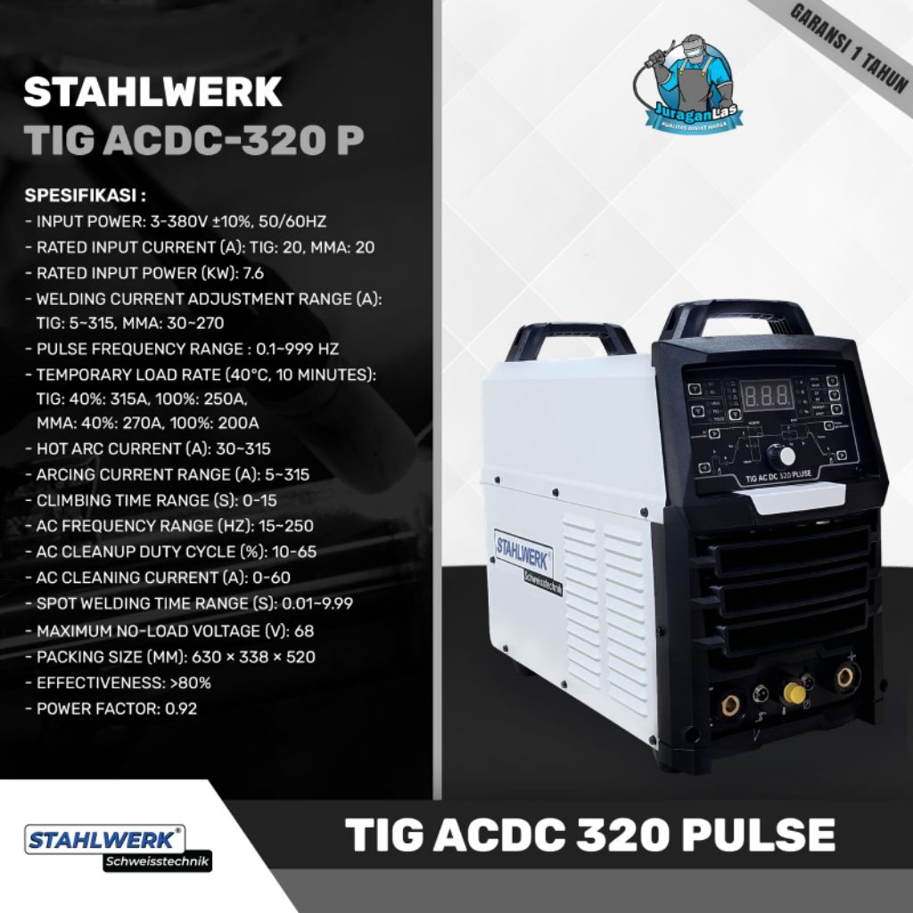 Mesin Las AC/DC TIG Argon merk STAHLWERK TIG-320P AC/DC Pulse