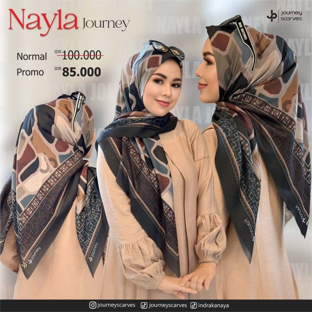 Hijab journey / Hijab segi empat / Hijab terbaru / original / Journey / Hijab / Motif  Journey scarv