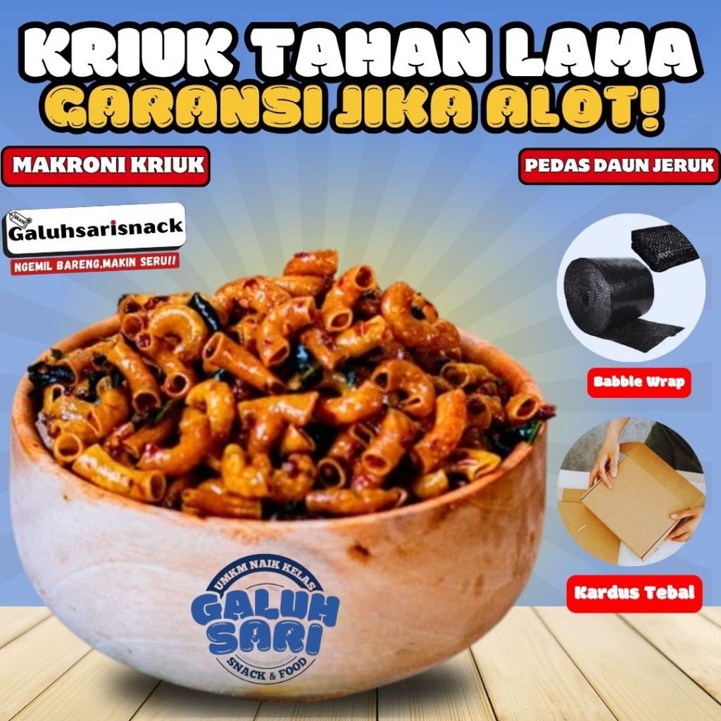 

Camilan Pedas kiloan Makroni Bantet Bumbu Cikruh Daun Jeruk Melimpah Tekstur Renyah Keripik Viral