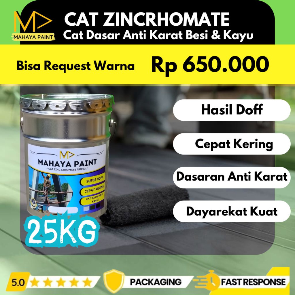 Cat Zincromate Anti Karat 25kg Mahaya Paint Cat Dasar Besi