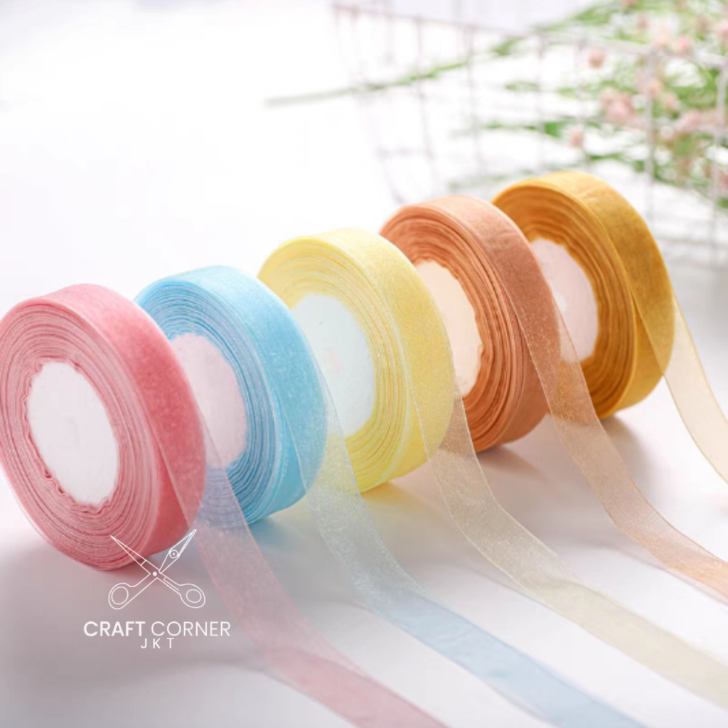 

[ROLL] 2.5cm x 50 Yard Pita Organdi Import Korea Organza - Buket Bunga Kado kerajinan Tangan