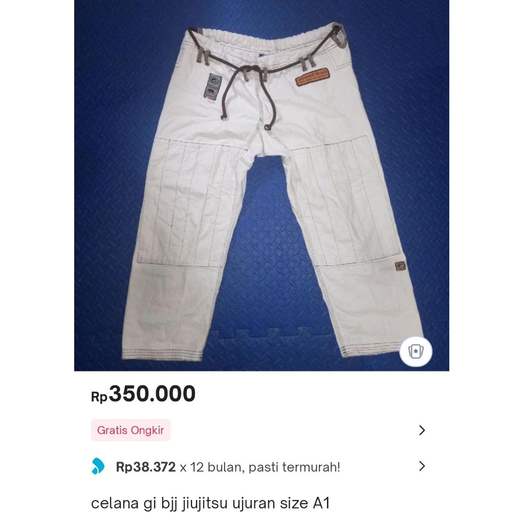 celana gi bjj jiujitsu size a1