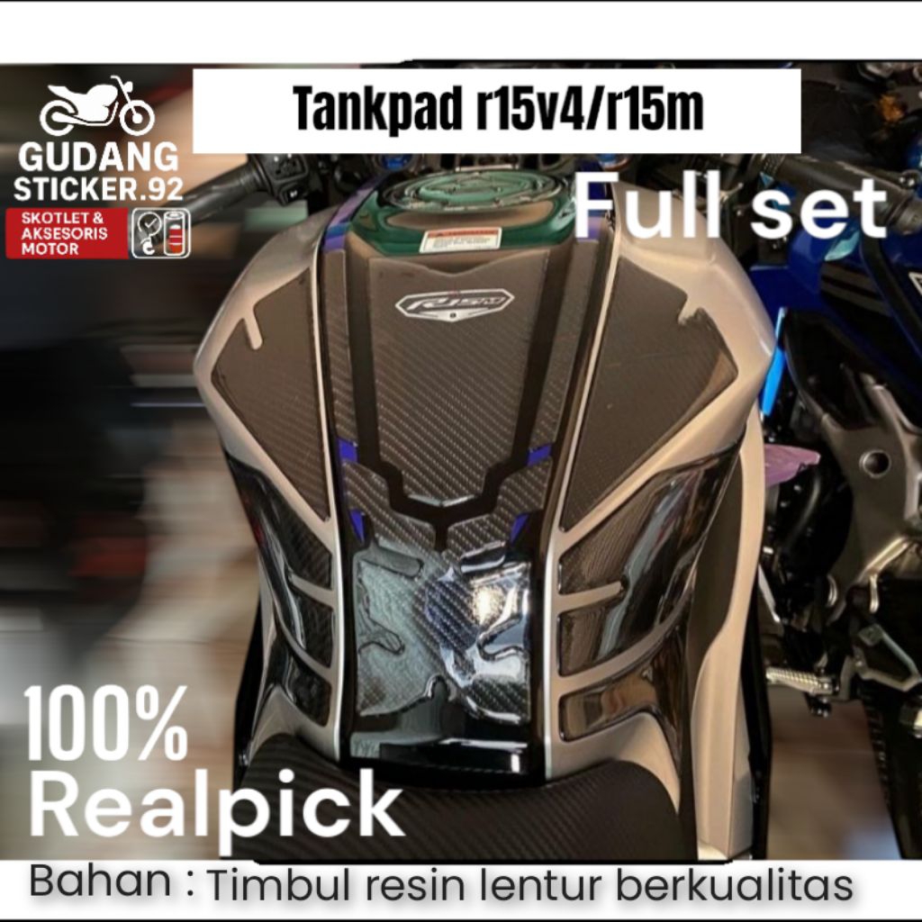 Tankpad r15v4/r15m Full Set// Stiker tangki motor karbon