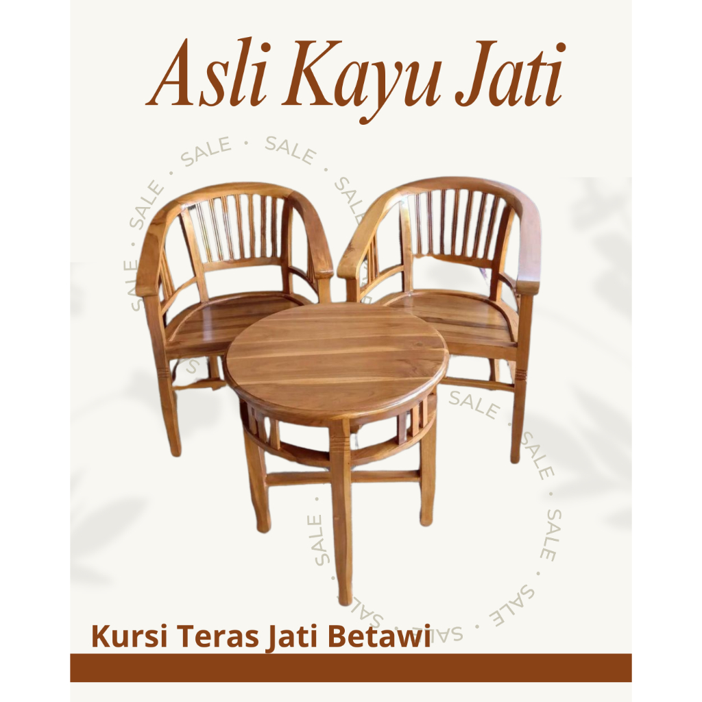 Kursi Teras Jati Betawi 2 Kursi & Meja Kursi Kayu Jati Minimalis Teras Rumah