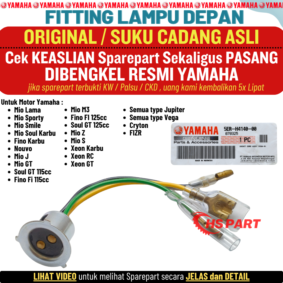 Fitting Fiting Lampu Depan Mio Lama Sporty Smile Fino Soul Karbu Nouvo Original Yamaha 100%