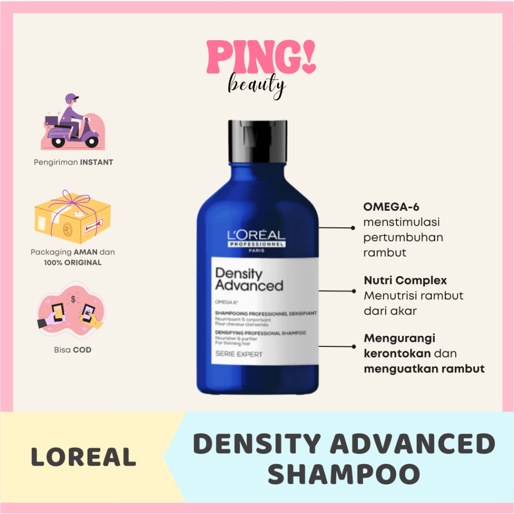 Loreal Density Advanced Shampoo 300ml Rambut Rontok Menipis
