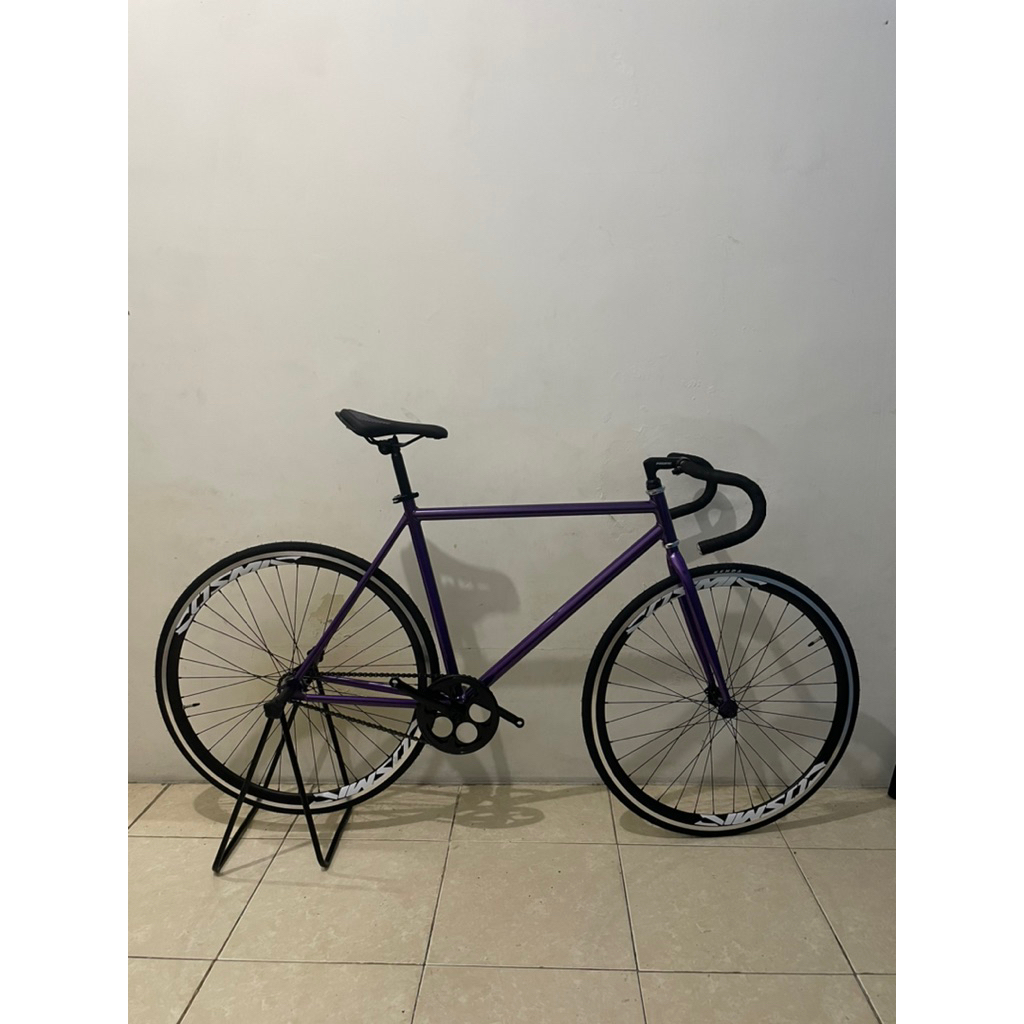 Sepeda Fixie Fullbike 700c Size 50 | Frame Classic Lokal | Hub Doltrap / Torpedo | Warna Ungu