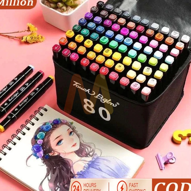 

KODE F42L COD 12PCS Spidol Warna Stabilo Touch 123668 Warna Dual Side Fine Art Brush Pen Sketsa Animation Markers Twin Market Set Spidol