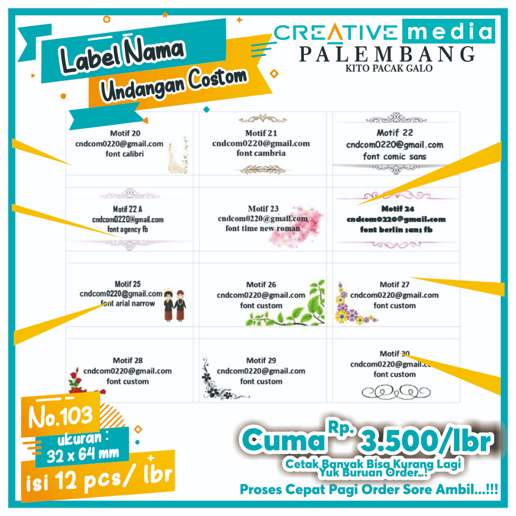 

Stiker Label Nama Undangan / Custom Design (ISI 12 Nama/lembar)