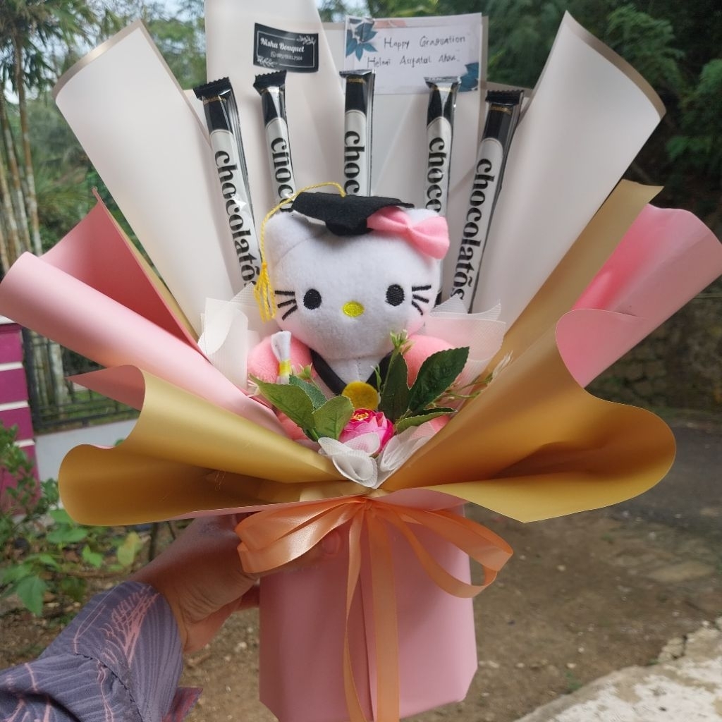 Buket boneka dan jajanan sesuai foto