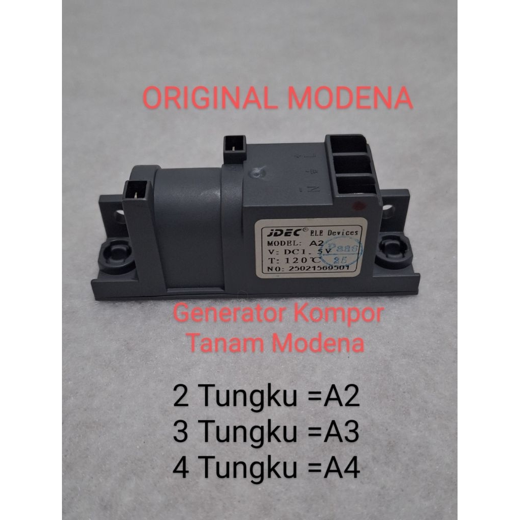 Generator A2,A3 & A4  untuk kompor tanam Modena 2 tungku /3 tungku /4 tungku (untuk semua tipe kompo